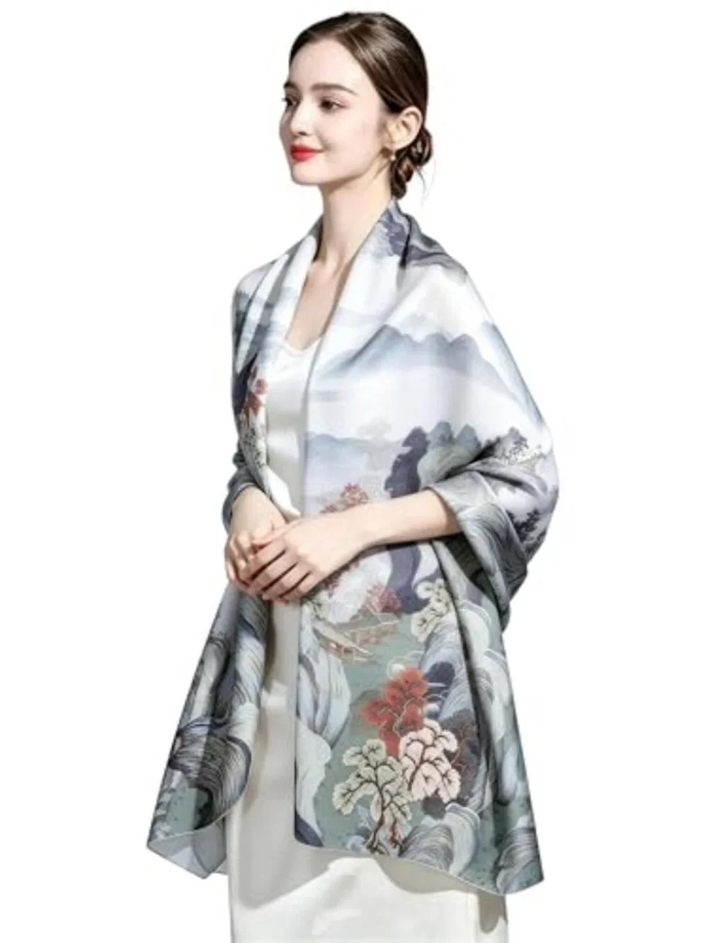 100% Mulberry Silk Floral Scarf Shawl Wrap 70